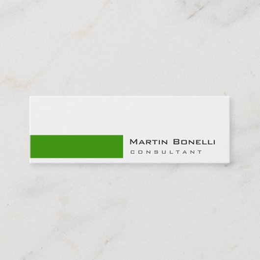 Mini Skinny Moderne Blanc Vert Simple Carte de visite (Devant)