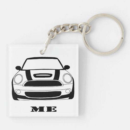 MINI-Sleutelhanger - tweesnijdend vierkant Sleutelhanger (Achterkant)