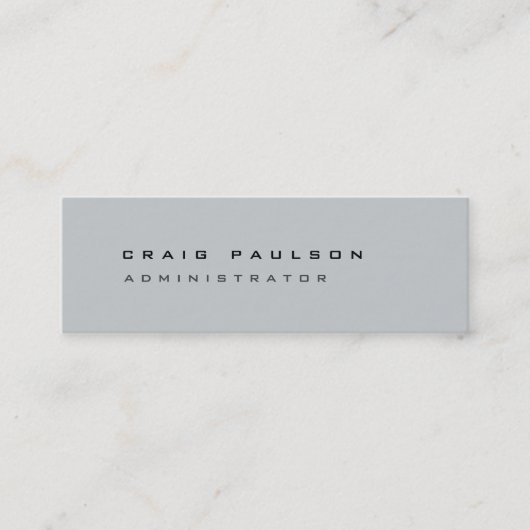 Mini Slim Clean Carte de visite gris simple et élégant (Devant)