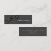 Mini Slim Script Monogramme Consultant Carte de visite  (Devant / Derrière)