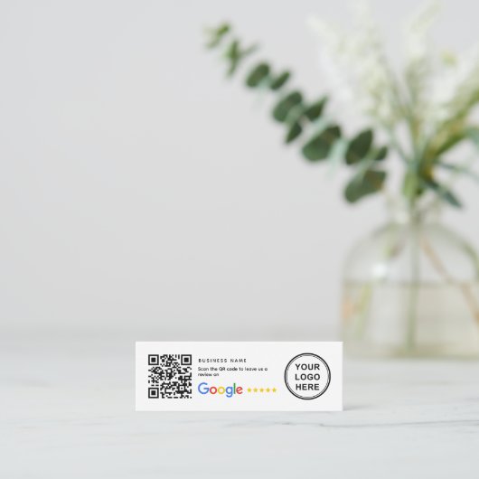 Mini Small QR Code Google Review Business Inserts Mini Visitekaartje (Staand voorkant)