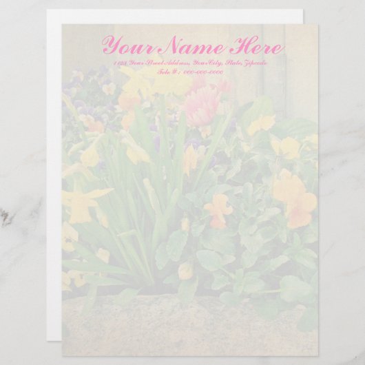 Mini Springtime Garden Briefhoofd Ontwerp (Voorkant / Achterkant)