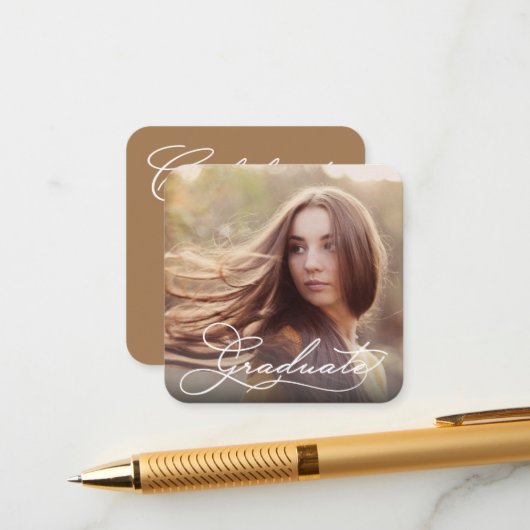 MINI Square Graduation Photo Invitations (Devant/Arrière en situation)