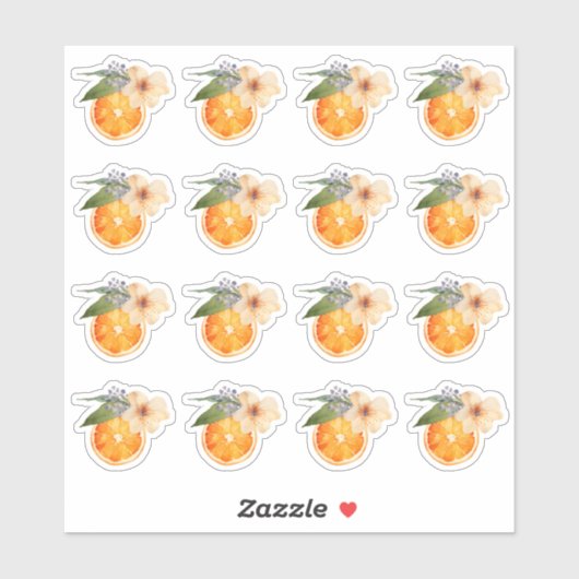 Mini Stickers Orange Blossom Watercolor (Feuille)