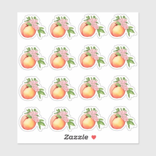 Mini Stickers Peach Blossom Watercolor (Feuille)