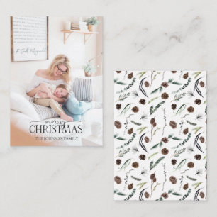 Mini Stoffige Winter Waterverf Foto Vrolijk Kerstf Notitiekaartje