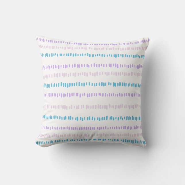 Mini Strokes Pattern Turquoise Paarse Roze Kussen (Voorkant)