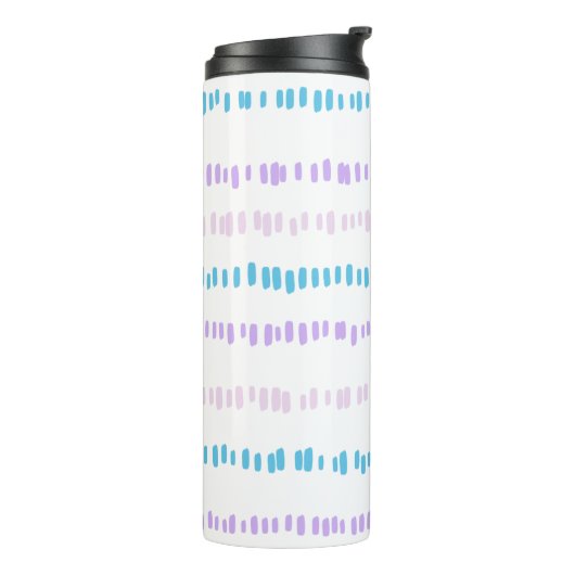 Mini Strokes Pattern Turquoise Paarse Roze Thermosbeker (Gedraaid links)