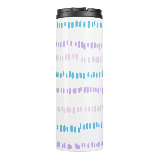 Mini Strokes Pattern Turquoise Paarse Roze Thermosbeker (Achterkant)