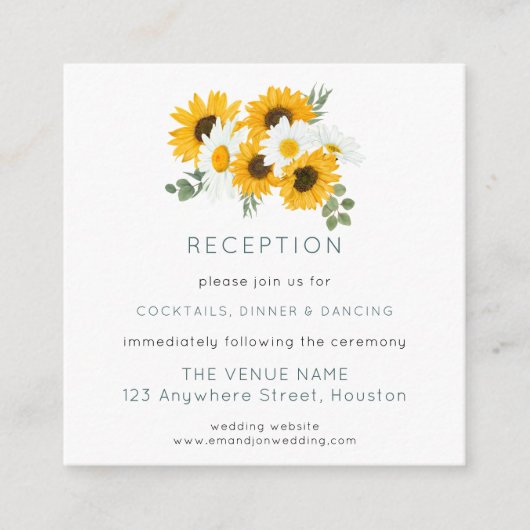 MINI Sunflower Weddenschappen Reception Details Informatiekaartje (Voorkant)