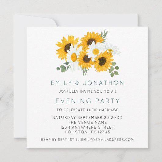 MINI Sunflower Wedding Evening Party Invite Notitiekaartje (Voorkant)