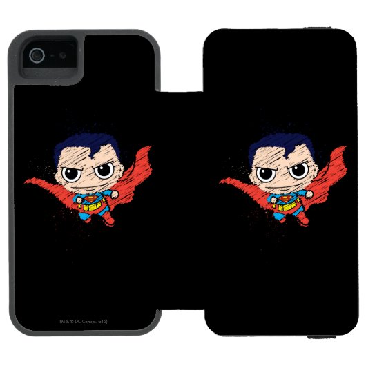 Mini Superman Sketch Incipio iPhone Portemonnee Hoesje (Agenda Open)