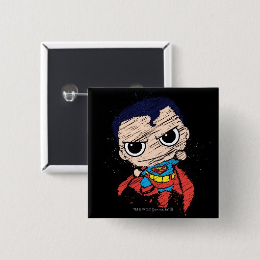 Mini Superman Sketch - vliegen Vierkante Button 5,1 Cm (Voorkant /achterkant)