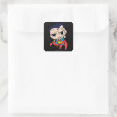 Mini Superman Sketch - vliegen Vierkante Sticker (Tas)
