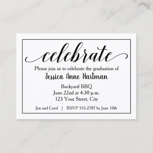 MINI Taille Graduation Glossy Photo Cartes Invitat (Dos)