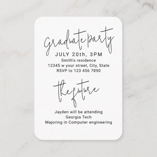 Mini Taille moderne Script photo Invitation de gra (Dos)