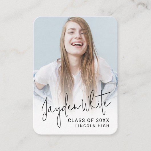 Mini Taille moderne Script photo Invitation de gra (Devant)