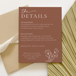 Mini Terracotta Détails du Mariage Carte PEYTON