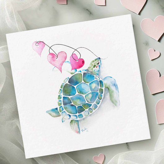 Mini Tortue de mer Valentines Cartes de jour
