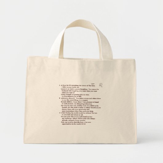 Mini Tote Bag 1-LEO 23 juillet-22 août poème fourre-tout (Devant)