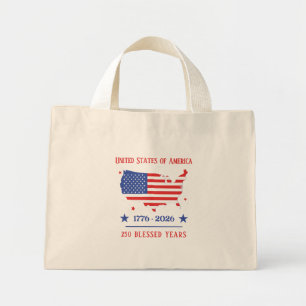 Mini Tote Bag 250 Ans Bénis Américain Patriotique 