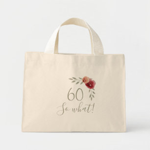 Mini Tote Bag 60 alors quelle aquarelle Rose Floral 60e annivers