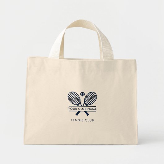 Mini Tote Bag Ajouter Votre Nom Club Tennis Team Navy Blue (Devant)