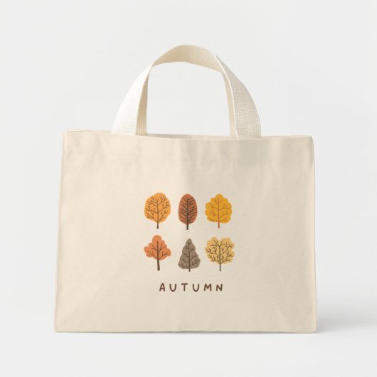 Mini Tote Bag Arbres d'automne minimalistes (Devant)