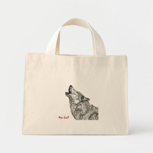 Mini Tote Bag bagage de loup hurlant (Devant)