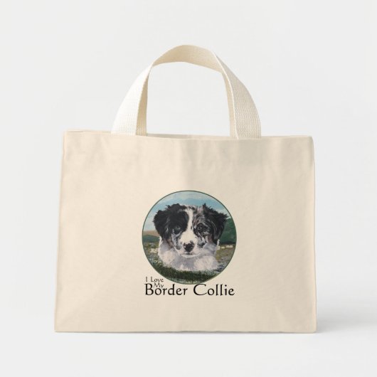 Mini Tote Bag Border Collie au travail (Devant)