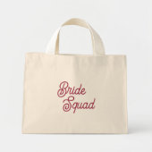 Mini Tote Bag Bride Squad écriture stylisée rouge vin (Devant)