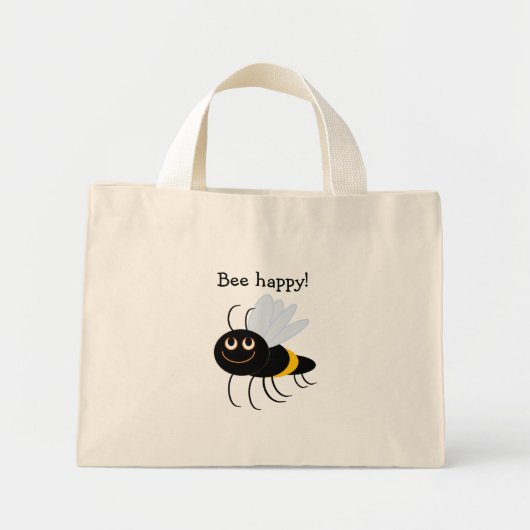 Mini Tote Bag BuzzAboutBees Bee Happy Mini-fourre-tout (Devant)