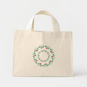Mini Tote Bag Cadre rond fleuri avec fleurs roses