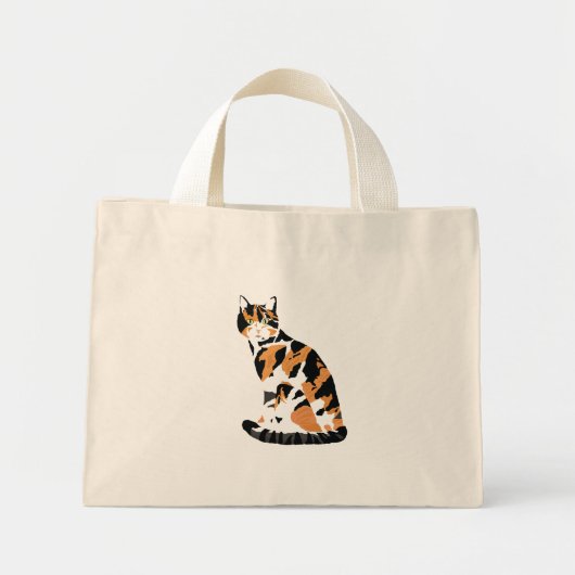 Mini Tote Bag Calico chat assis (Devant)