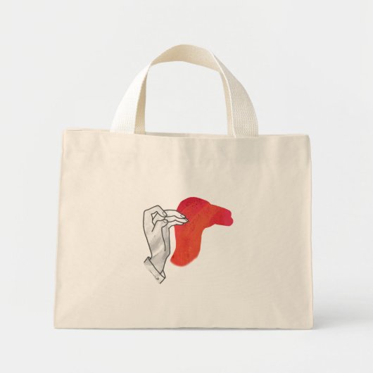 Mini Tote Bag Camion Silhouette Main Rouge (Devant)