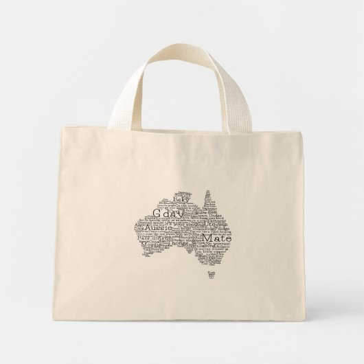 Mini Tote Bag Carte de l'argot australien (Devant)