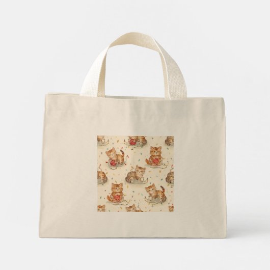 Mini Tote Bag cat pattern christmas (Dos)