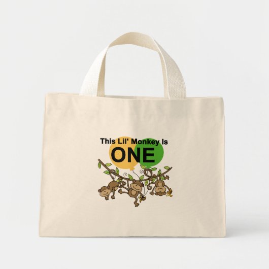 Mini Tote Bag Chandails et cadeaux 1er anniversaire des singes (Devant)