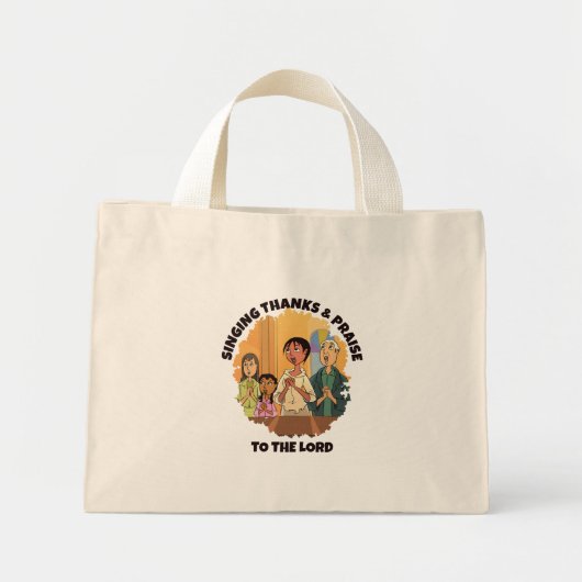 Mini Tote Bag CHANTER MERCI ET PRIER Maman Fille Enfants (Devant)