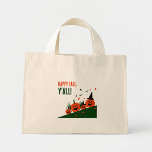 Mini Tote Bag Chapeau de sorcière citrouille mignon Happy Fall Y