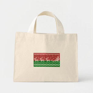 Mini Tote Bag Chaudron moche Le Père Noël traîne et rennes