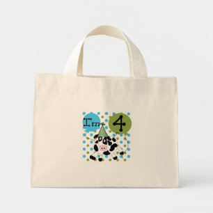 Mini Tote Bag Chemises et cadeaux Blue Cow 4th Birthday