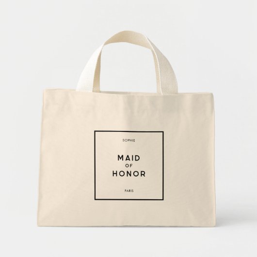 Mini Tote Bag Chic Minimal Français Noir & Blanc Maid Of Honor (Devant)