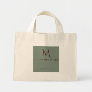 Mini Tote Bag Chic Vert Sauge Coquette Monogramme Future Mrs
