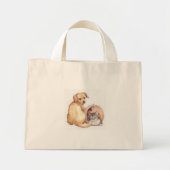 Mini Tote Bag chien et chat dans un panier (Devant)