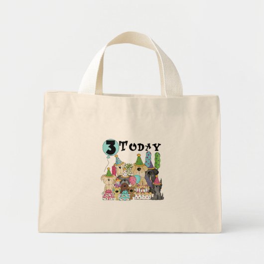 Mini Tote Bag Chiots 3e anniversaire Bash Tshirts et cadeaux (Devant)