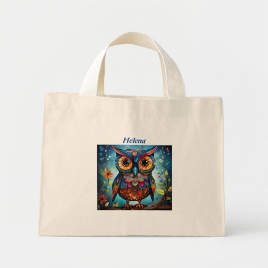 Mini Tote Bag Chouette mûre Whimsical Personnalisée (Devant)