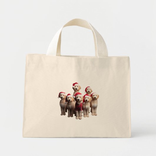 Mini Tote Bag Christmas Goldendoodle, Xmas Labradoodle chien (Devant)