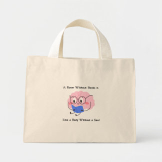 Mini Tote Bag Citation d'art d'illustration de lecture de ver à 
