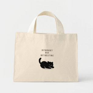 Mini Tote Bag Citation personnalisée Chat noir introverti mais i
